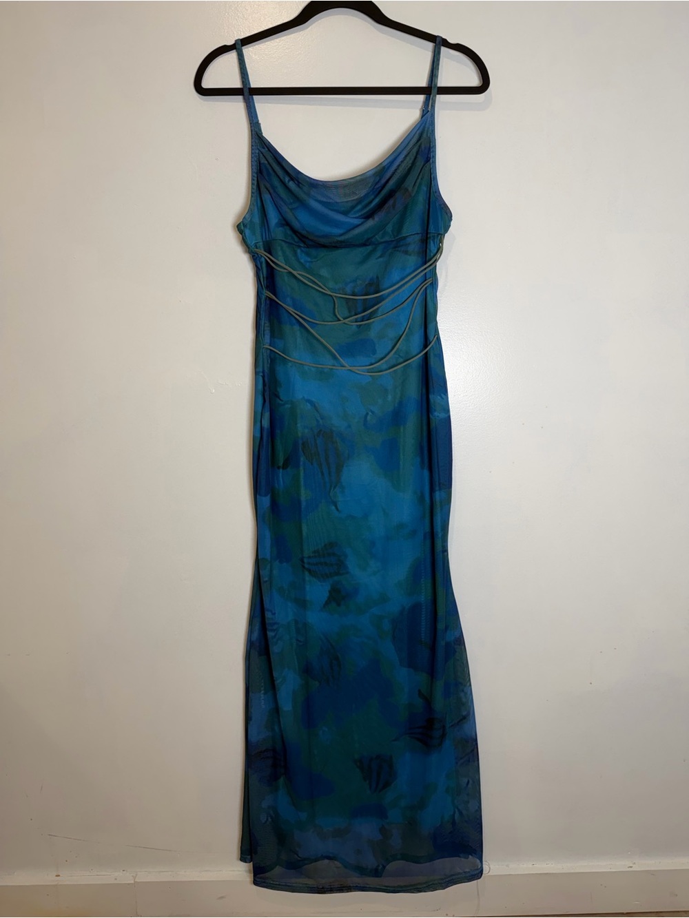 SHEIN Blue-Green Cowl Slip Maxi Dress